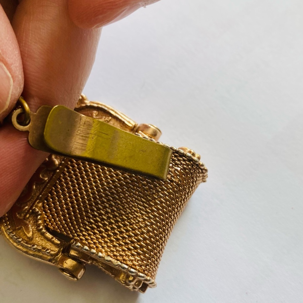 Antique Victorian Chatelaine Tiny Gold Plated Coin Purse - Picture 2 of 5